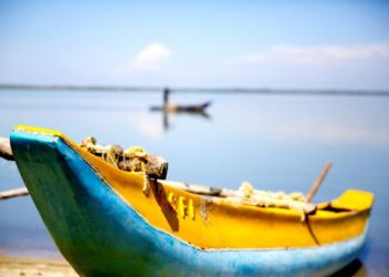 Pirogue au lever du soleil au Sri Lanka, capturée lors d'un voyage immersion avec Odyssee des Papillons.